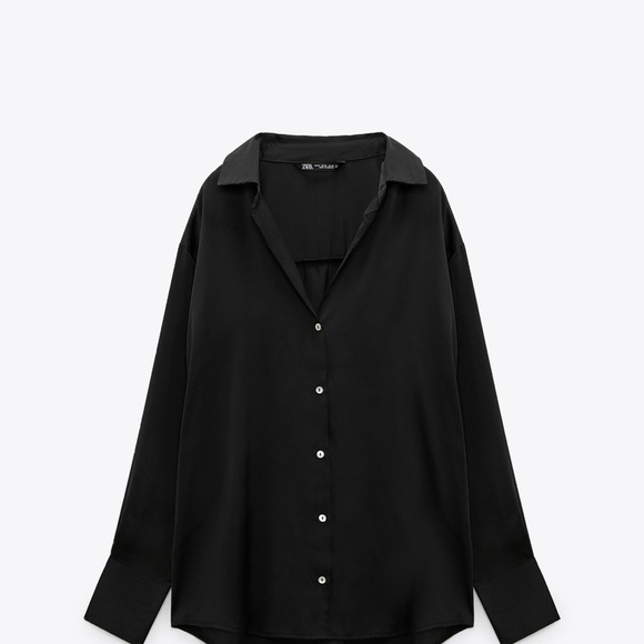 Zara Black Blouse with Textured Fabric and Relaxed Fit - Picture 1 of 4